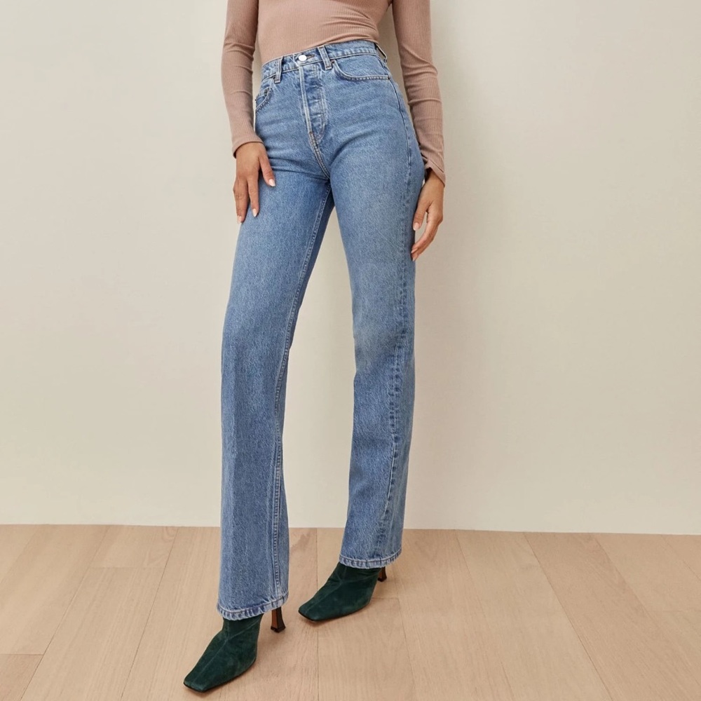Reformation Cynthia High Rise Straight Long Jeans